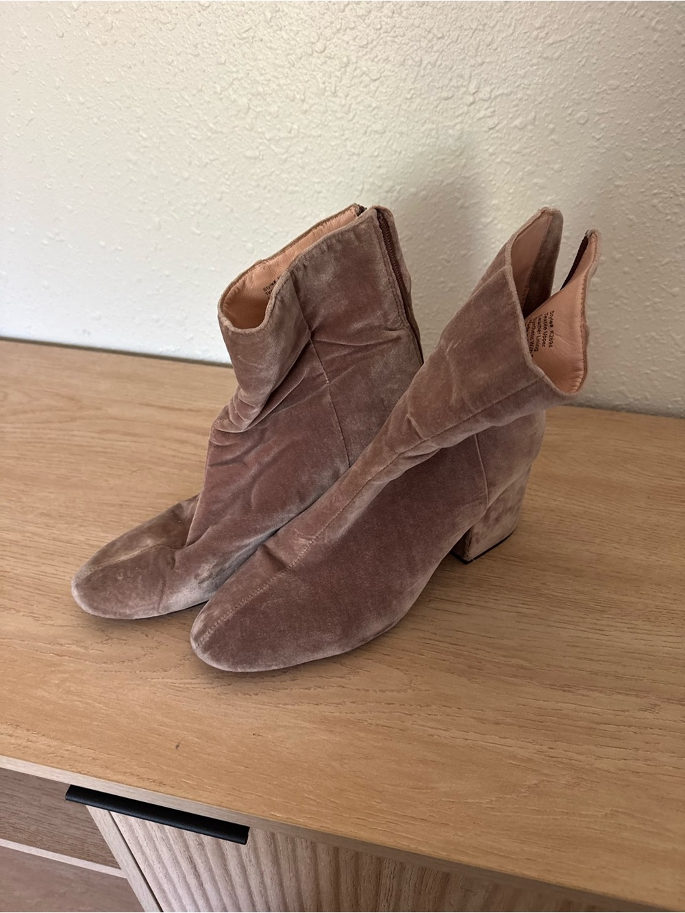 J. Crew Blush Velvet Ankle Boots